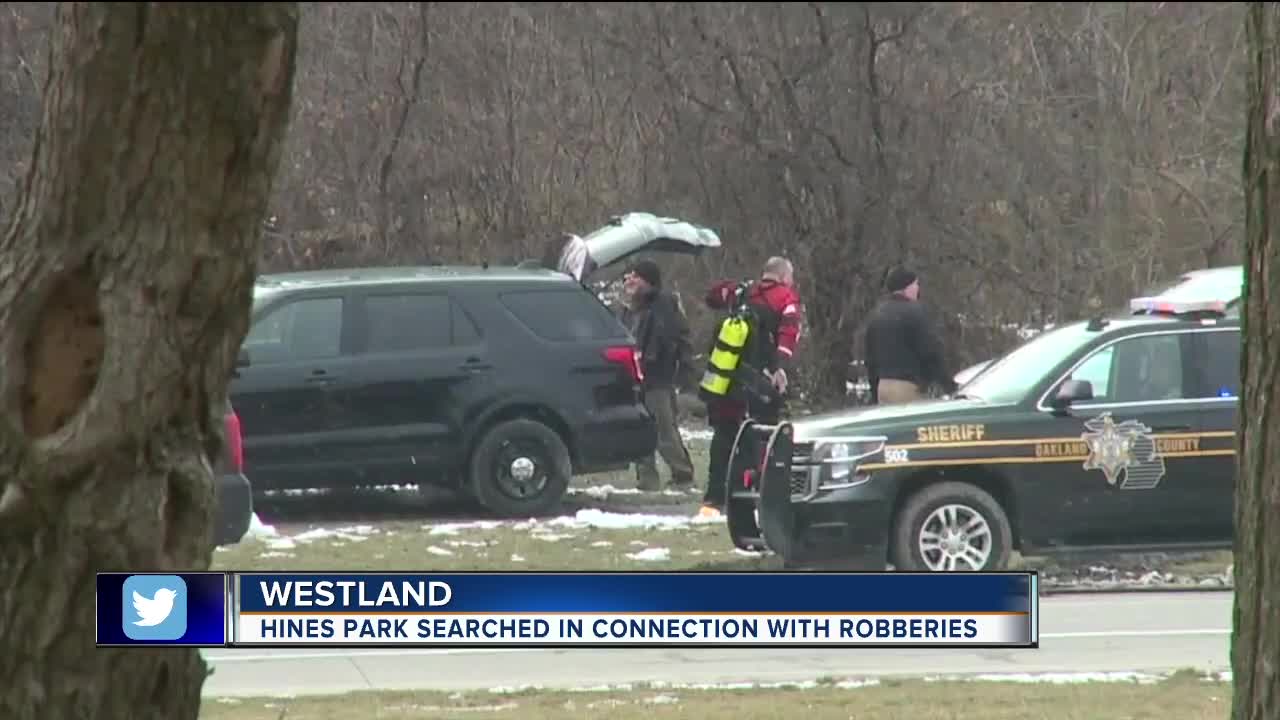 Oakland County deputies search Hines Park for gun used in armed robberies