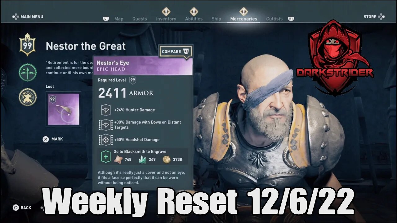 Assassin's Creed Odyssey- Weekly Reset 12/6/22