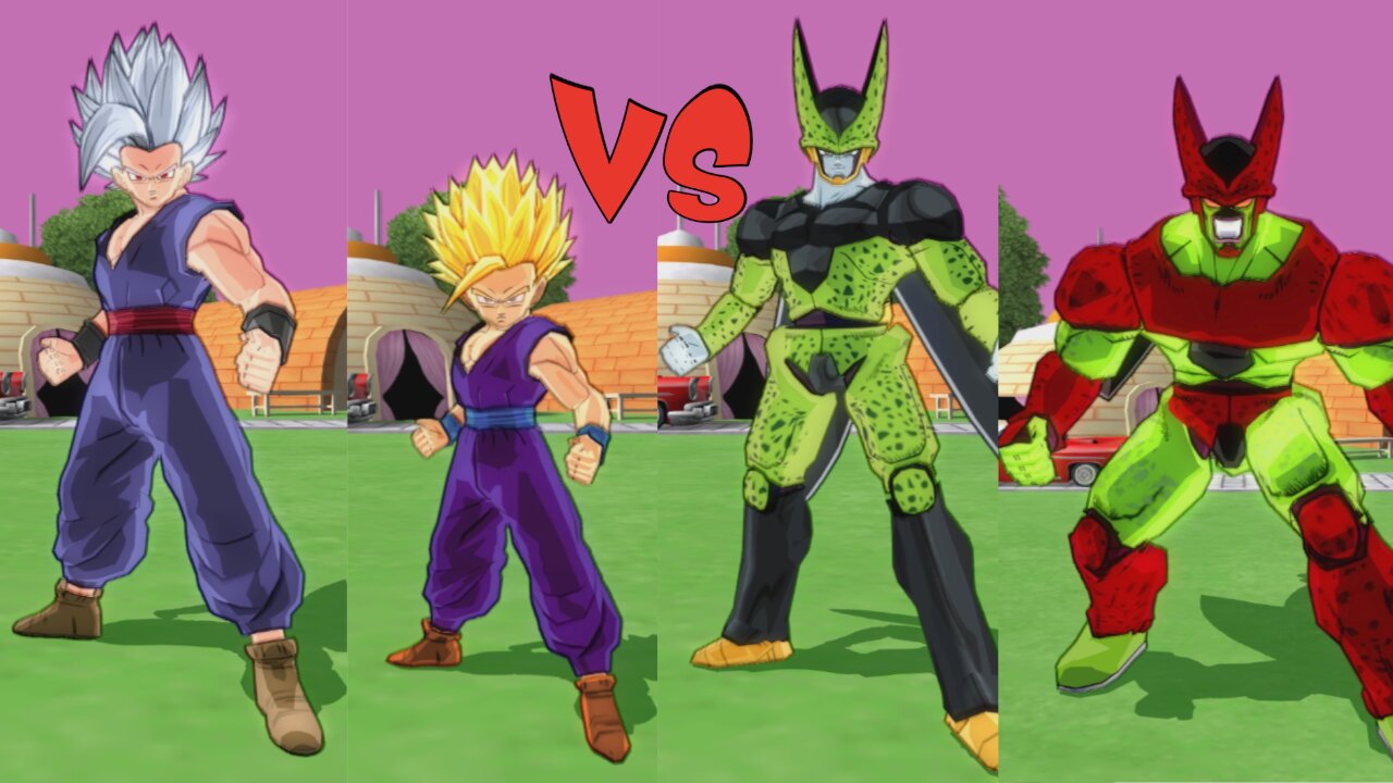 Beast Gohan & SSJ2 Gohan VS Perfect Cell & Cell Max - DBZ Budokai Tenkaichi 4