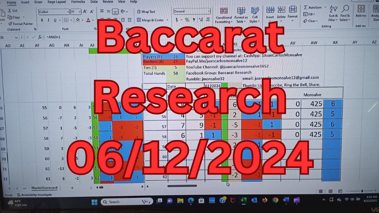 Baccarat Play 06122024: 1 Strategy, 1 Bankroll Management. Baccarat Research.