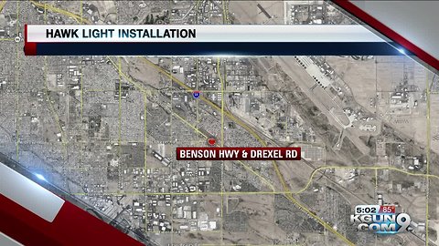 HAWK signal installed at Benson Highway and Drexel Road