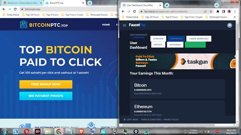 Make Free Money Viewing Paid To Click Adverts At BitcoinPTC And Instant Withdraw At FaucetPay