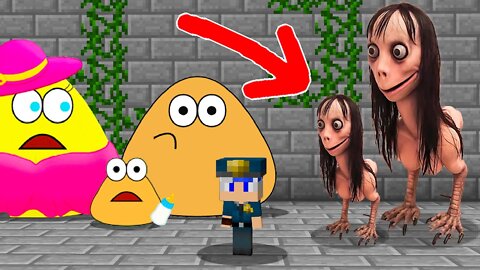 Familia da MOMO vs FAMILIA da POU no minecraft