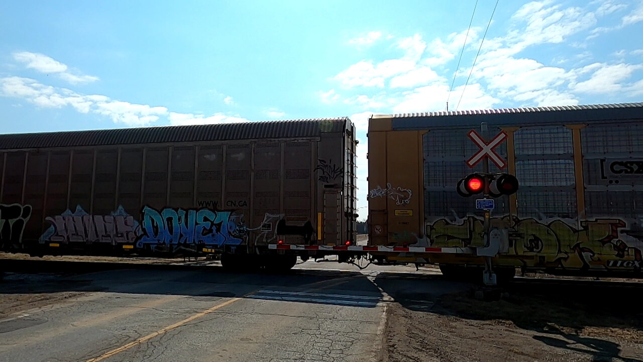 CN 2284 & CN 8960 Engines Manifest Train Westbound In Ontario