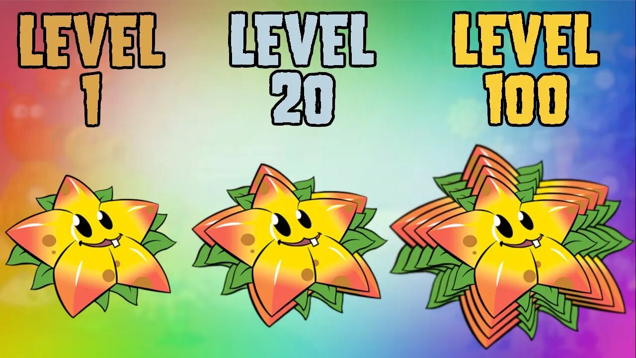 Plants vs Zombies 2 Starfruit Lvl 1 vs lvl 20 vs lvl 100 PvZ2 | @Mronger