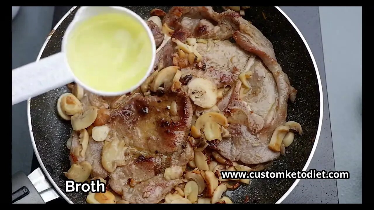 Pork steak with garlic butter and mushroom