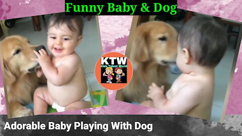 Adorable Baby Playing With Dog - Funny Baby and Dog - Dog and Baby Happy Time | KTW