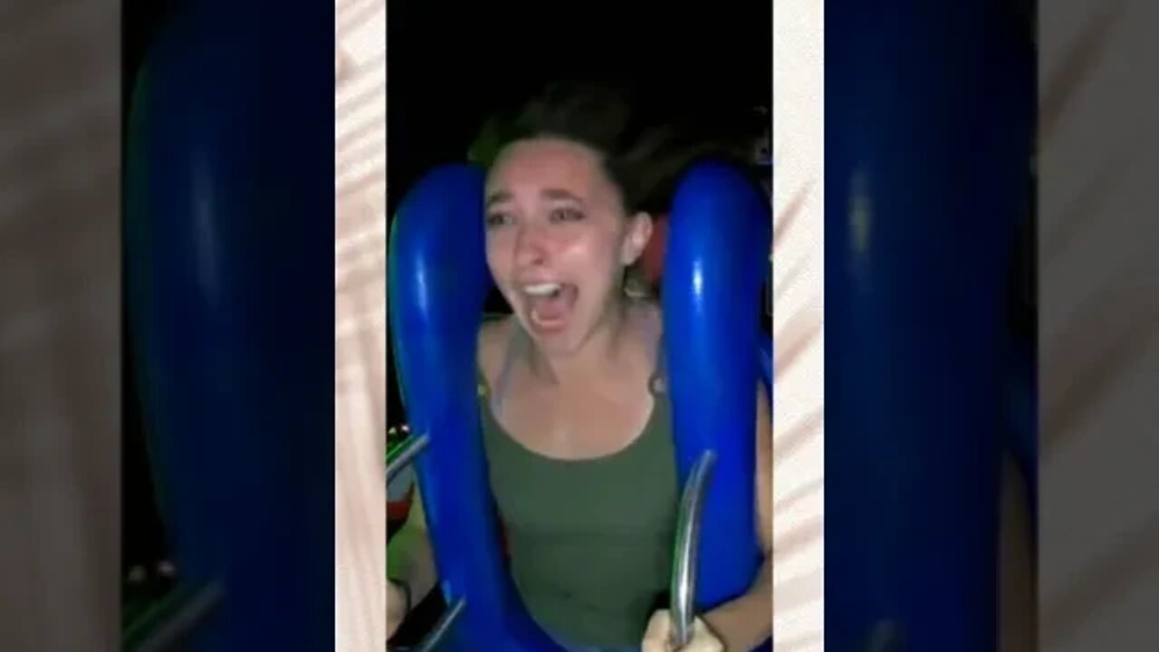 slingshot ride girl falls out / slingshot rider girl part 34 #shorts