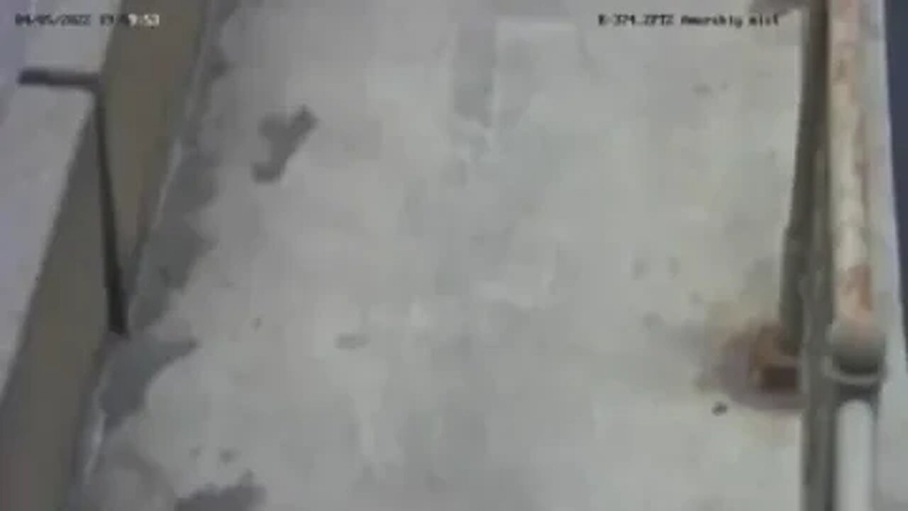 The moment of rocket arrival on the lower railway tier of the bridge in Dnepropetrovsk
