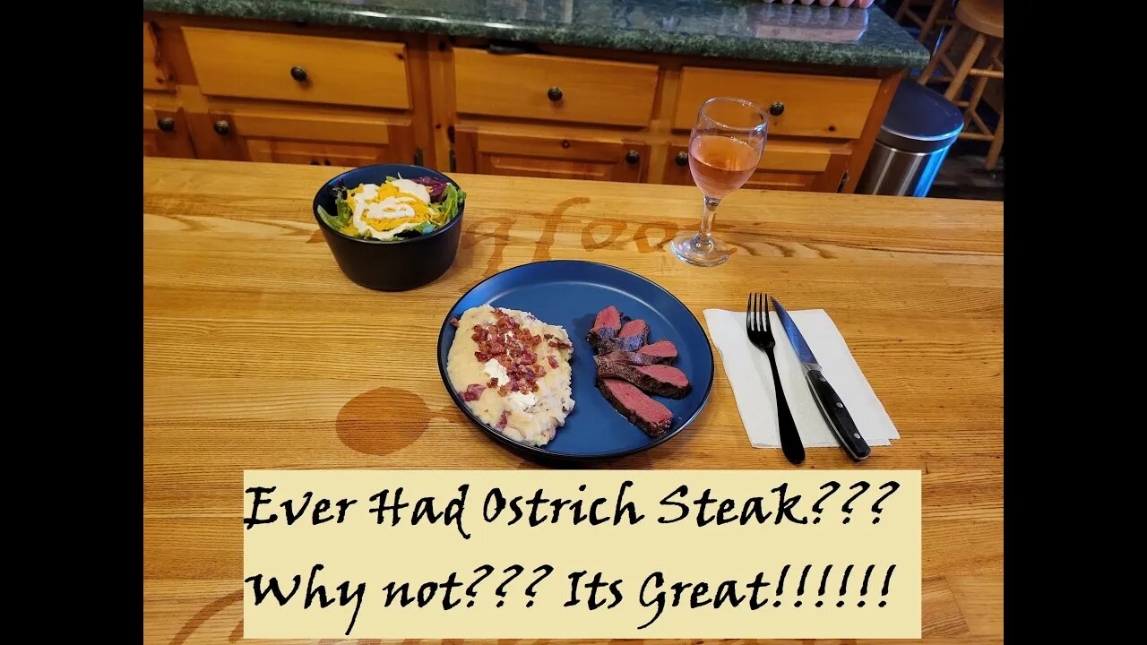 Ostrich Steak!! You need to try it yourself!! Don't forget the Mashed Potatoes!!