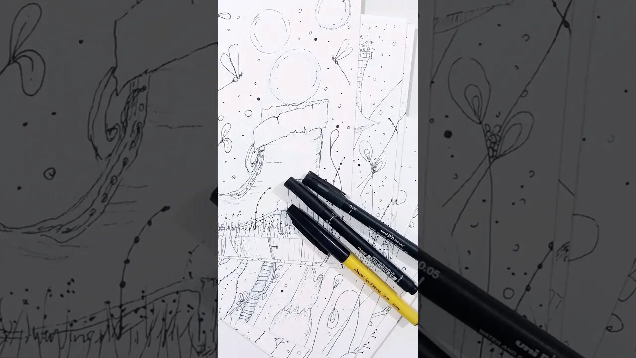 Desenhos em Nanquim - Desenhos Fáceis - Desenhos para Colorir #shorts