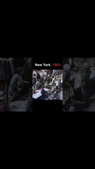New York, 1903: People Argue In a Fish Market | 60fps, 4k, Colorized, AI Enhanced