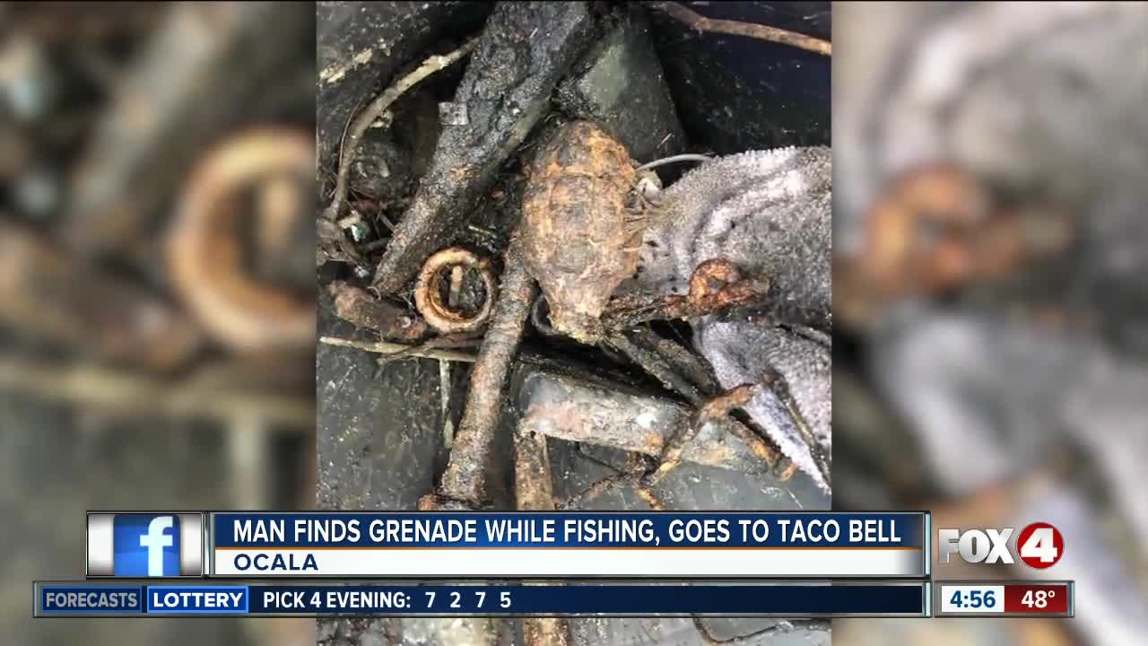 Man finds hand grenade while fishing, brings it to Taco Bell