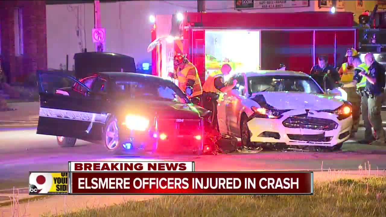Three injured, two of them police, in cruiser-car collision
