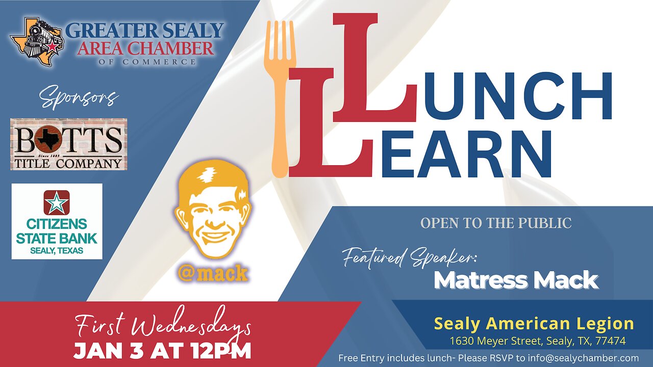 Sealy Chamber Lunch & Learn - January 3, 2024 with guest speaker "Mattress Mack", James McIngvale