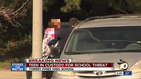 Teen in custody for school threat