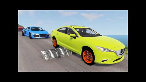 BeamNG DRIVE as into the bumps road pass will cars