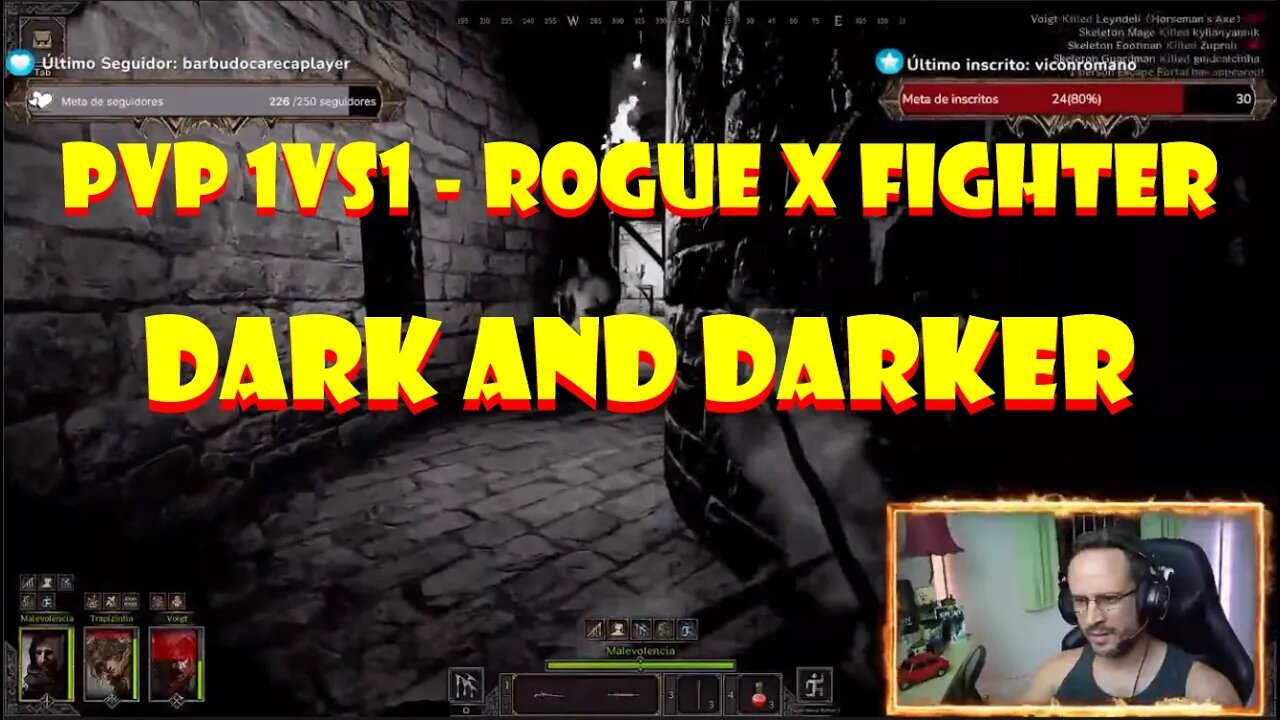 Gameplay Dark and Darker Alpha Player Test - PVP 1vs1 - Rogue rabiscando um Fighter