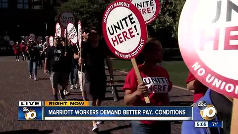 Marriott workers demand better pay, conditions