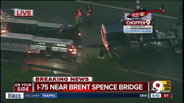 Jackknifed semi closes I-75 NB past Brent Spence