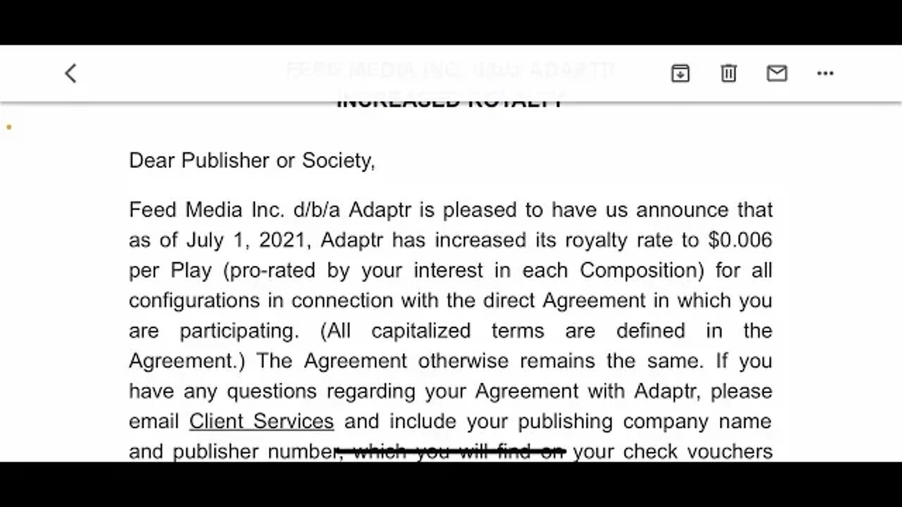 Adaptr has increased its royalty rate to $0.006 per Play