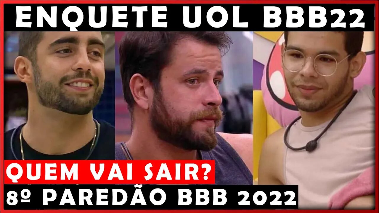 ENQUETE UOL REVELA QUEM VAI SAIR NO 8º PAREDÃO DO BBB22 ENTRE GUSTAVO, VYNI E PEDRO SCOOBY