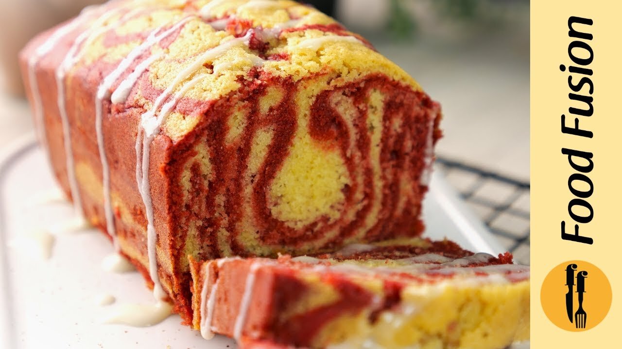 Red velvet marble cake recipe by Food Fussion you