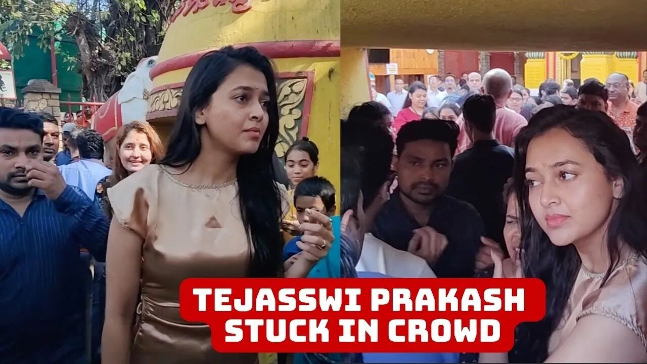 Tejaswi Prakash Stuck between Fans While her Visit to Sanidev Mandir Juhu For Blessings