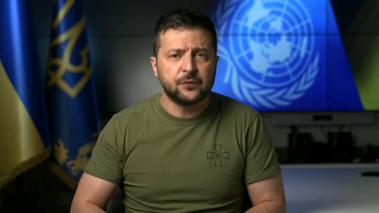 Volodymyr Zelensky speaks at the United Nations General Assembly