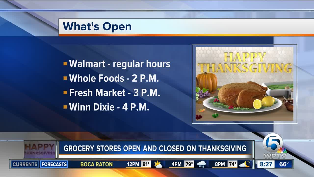 Which grocery stores are open, closed on Thanksgiving?