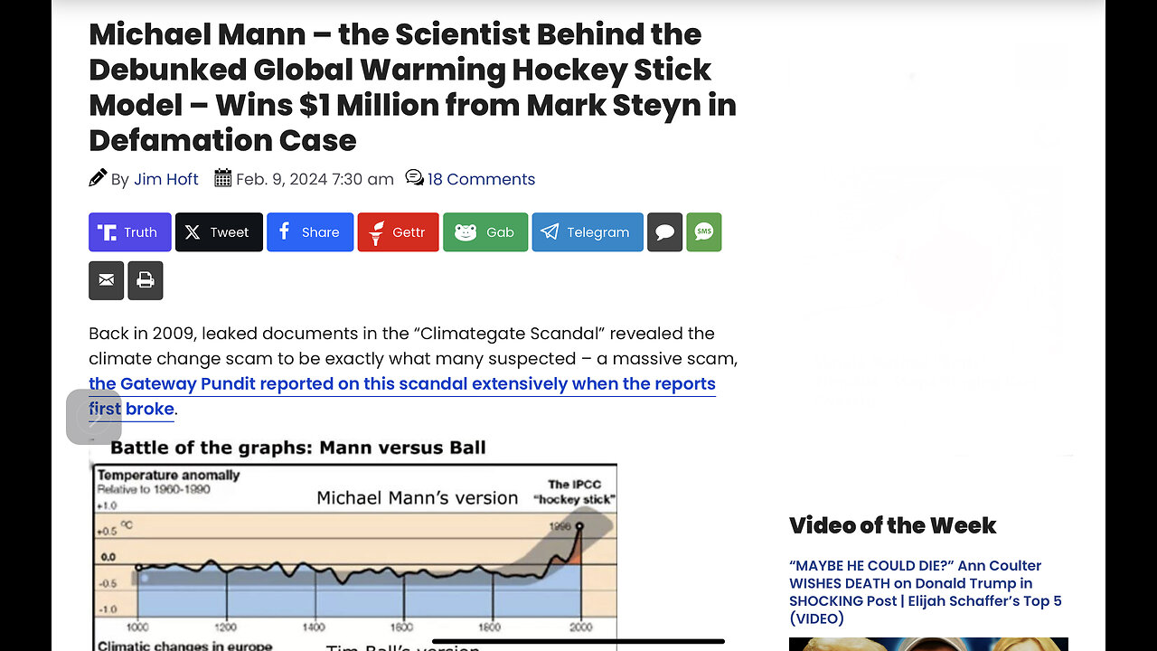 Scientist Behind the Debunked Global Warming Hockey Stick Model – Wins $1 Million from Mark Steyn