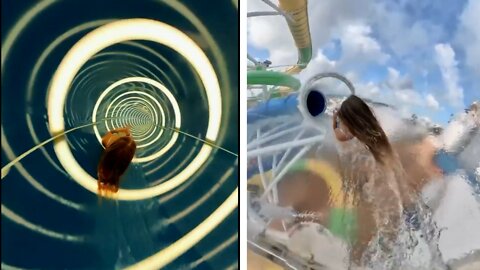 Crazy longest water slide but same time hypnotizing