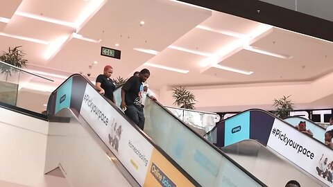 Man thong prank on the escalator