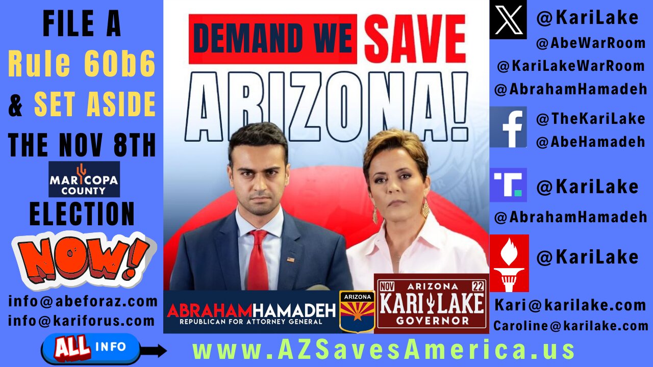 #294 Maricopa County ADMITS It BROKE THE LAW & The Nov 8 Election Can Be SET ASIDE (Null & Void) NOW! DEMAND Kari Lake & Abe Hamadeh File A Rule 60b6 With The NEW Evidence OR We Don’t Have A Country! The Election System Operation Controls US