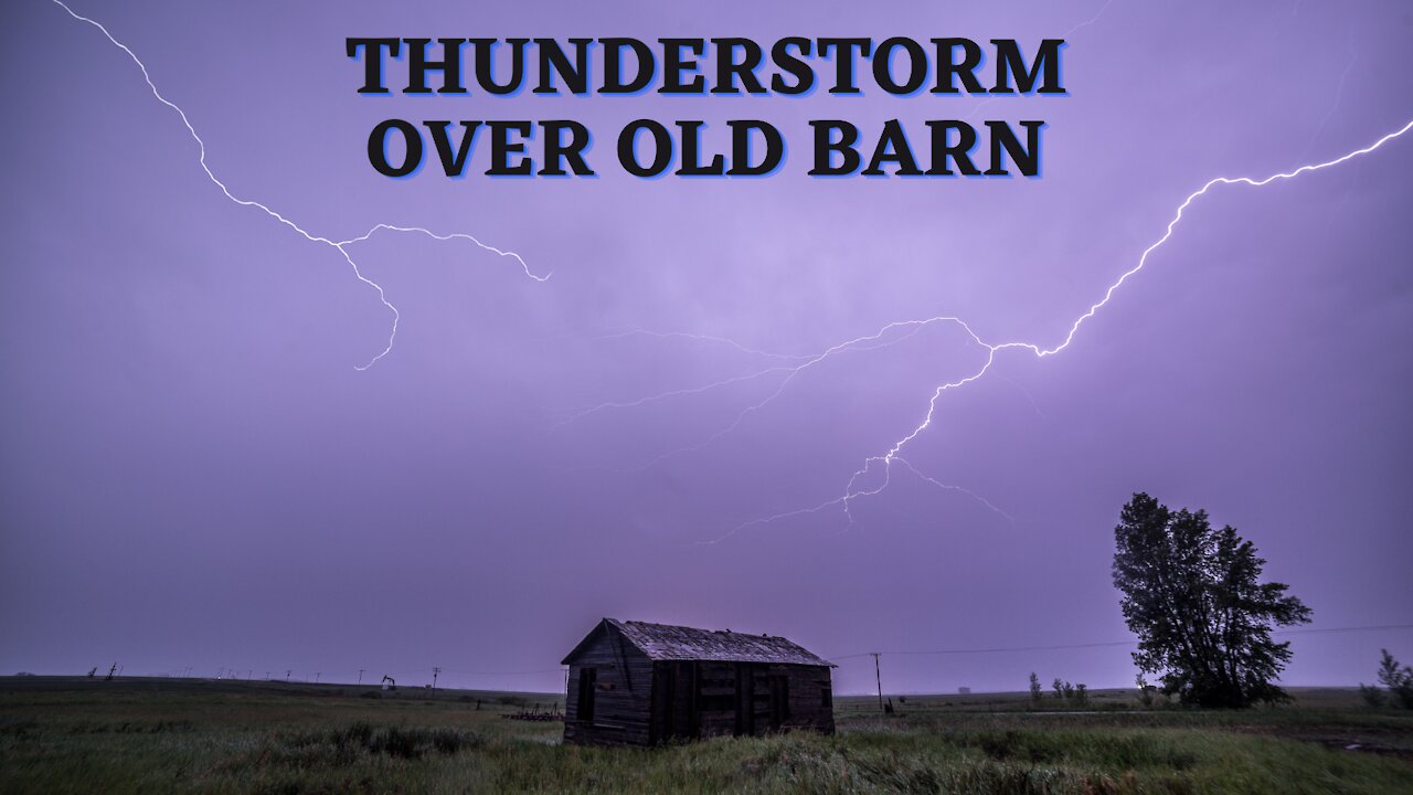 Thunderstorm over old barn.