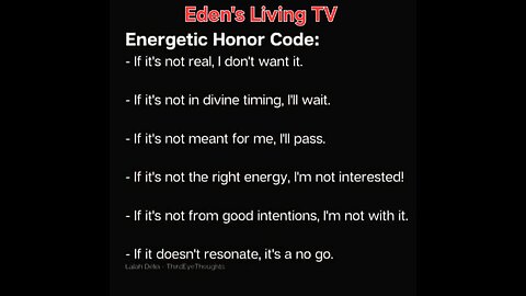 The Energetic Honor CODE with Eden's Living TV