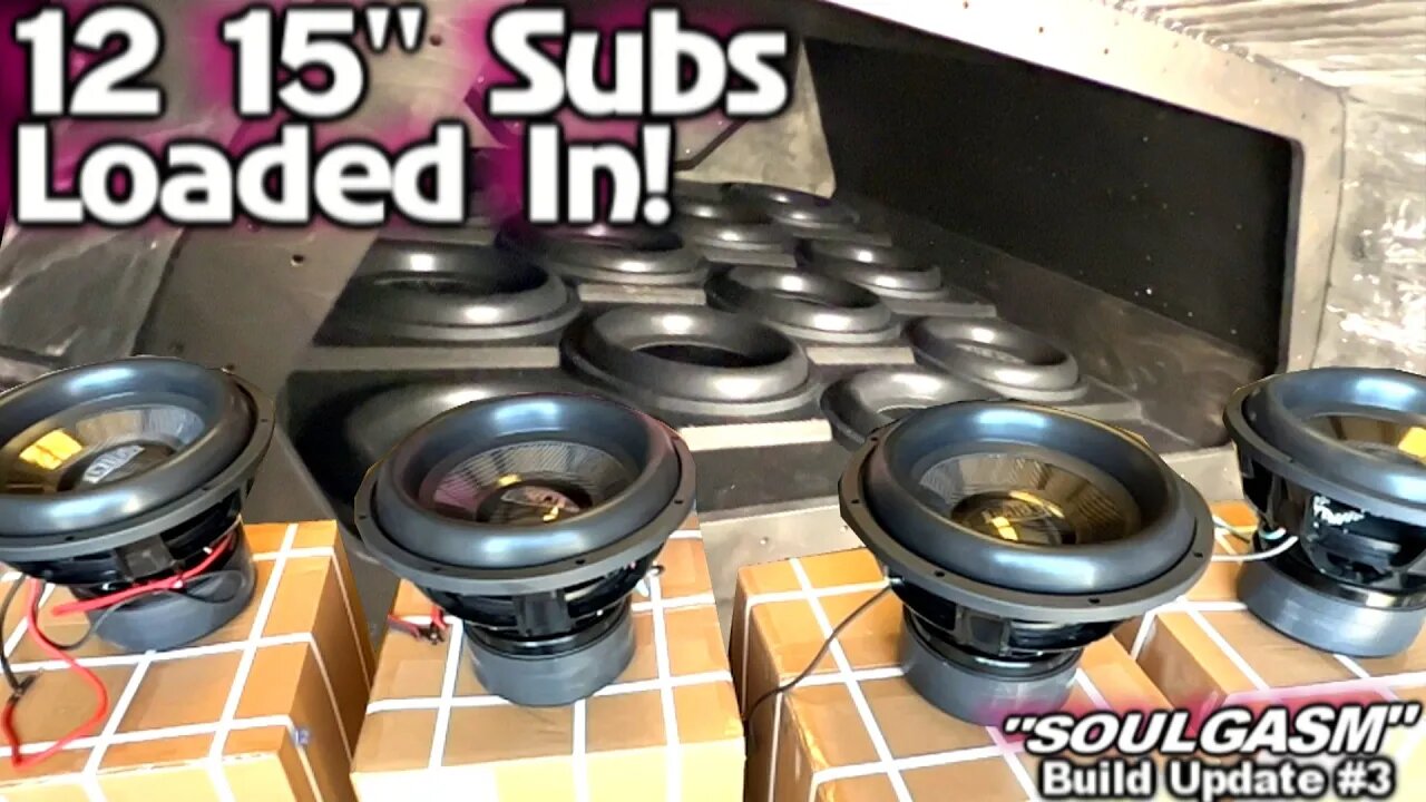 Loading The Subs! 12 15's Dropped into Giant 6th Order Bandpass wall Gately Audio Soulgasm Update 3