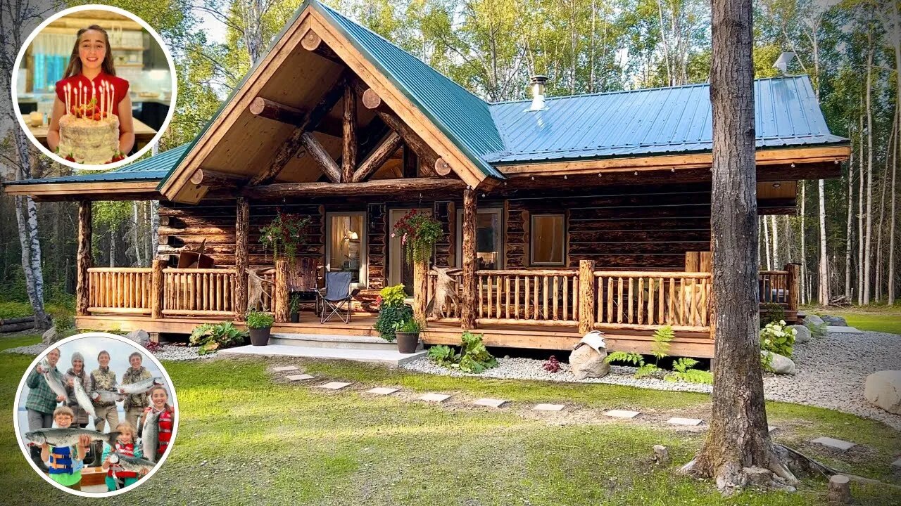 Alaska Log Cabin Family - Landscaping / Fishing / Chinking / Berry picking / Homesteading