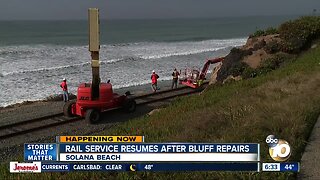 Rail service running again following repairs to bluffs