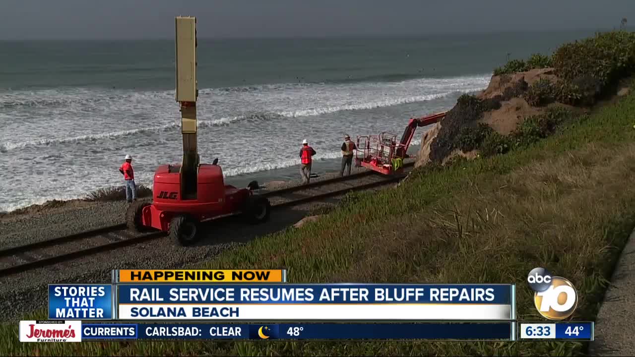 Rail service running again following repairs to bluffs