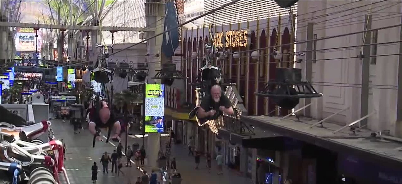 SlotZilla job applicants ride on downtown Las Vegas zipline during hiring event