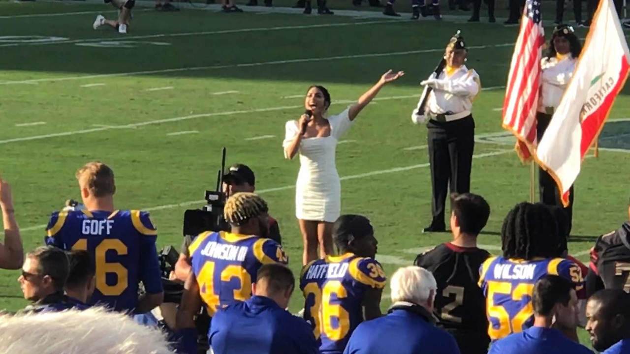 Vanessa Hudgens Singing The National Anthem For 'Thursday Night Football'