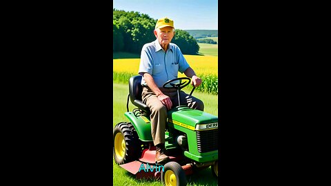 Driving lawnmower to visit the sick brother