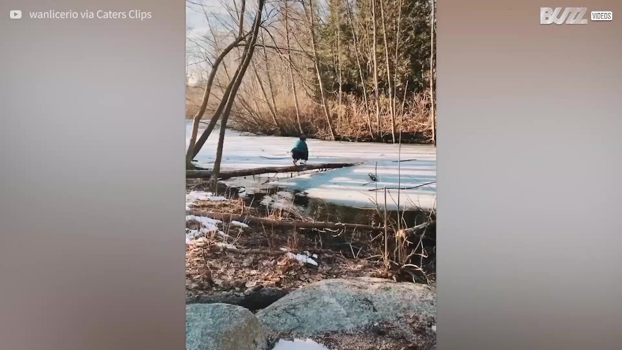 Ce lac gelé lui a donné du fil à retordre