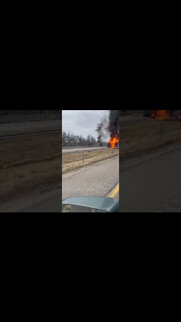 Semi truck on fire