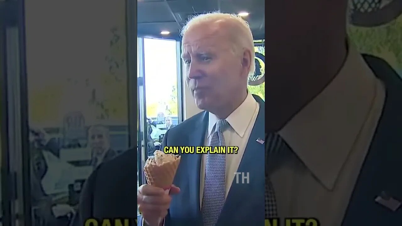 Biden munches on ice cream while claiming "the economy is strong as hell!"