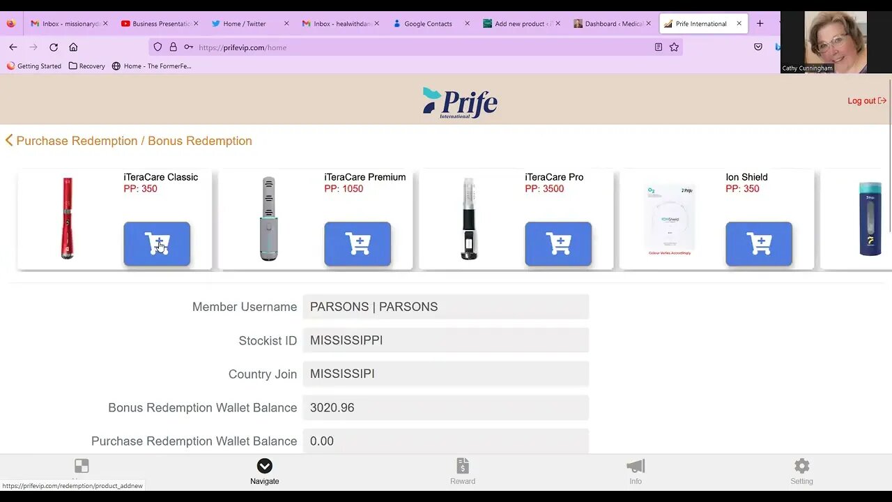 iTeraCare Bonus Redemption In New Prife International Back Office