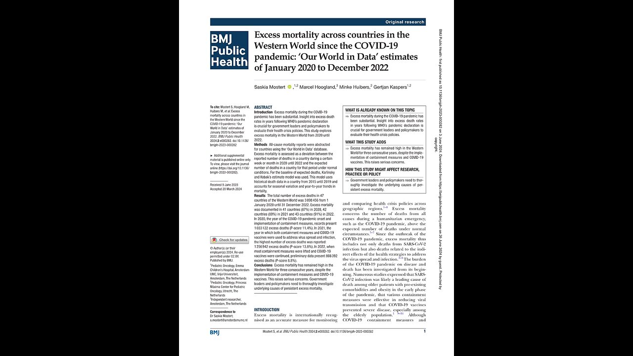 Excess mortality in the Western World since COVID-19. Saskia Mostert. A Puke (TM) Audiopaper