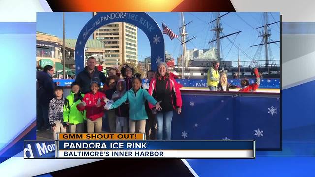 Good morning from skaters at the Pandora Ice Rink