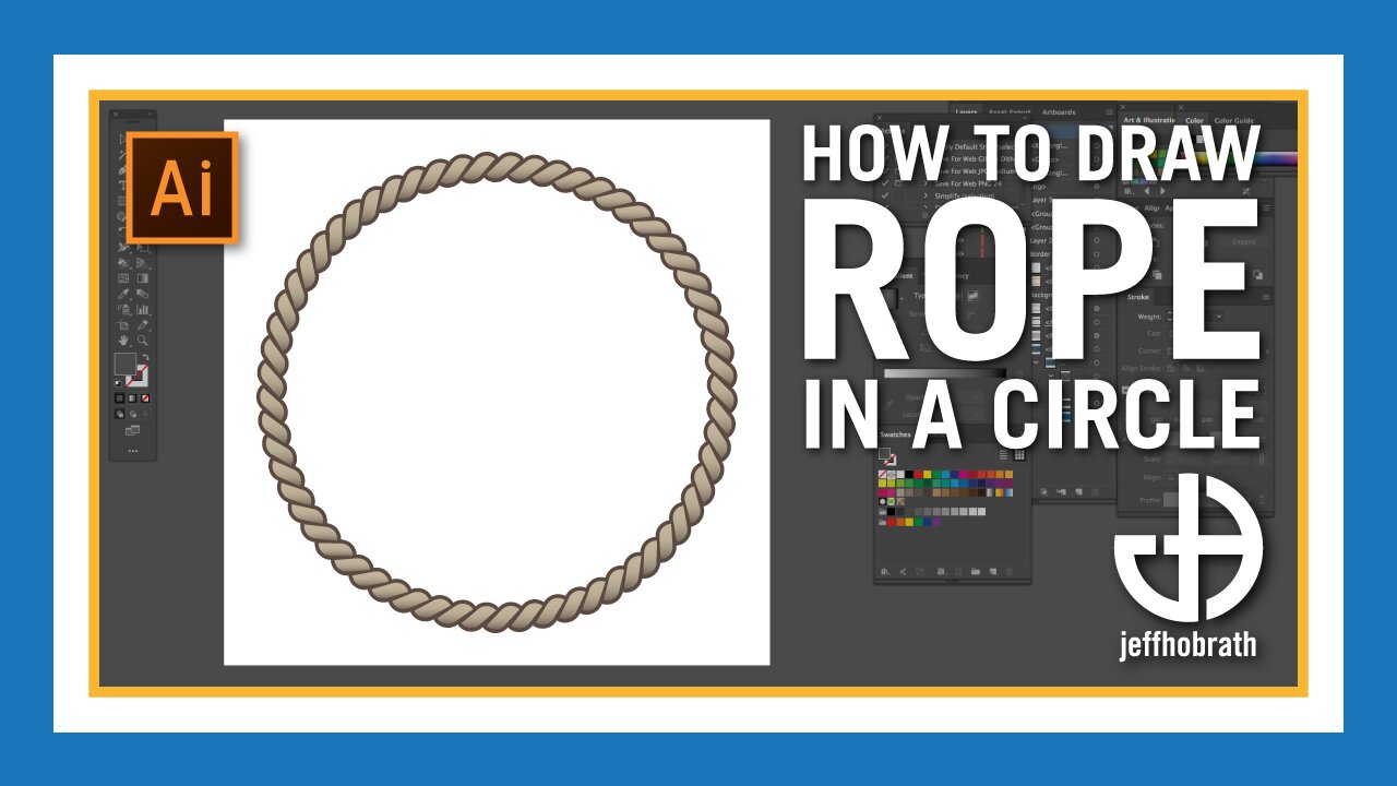 How to Draw a Rope Vector with Blend Tool and Replace Spine in Illustrator | Jeff Hobrath Art Studio